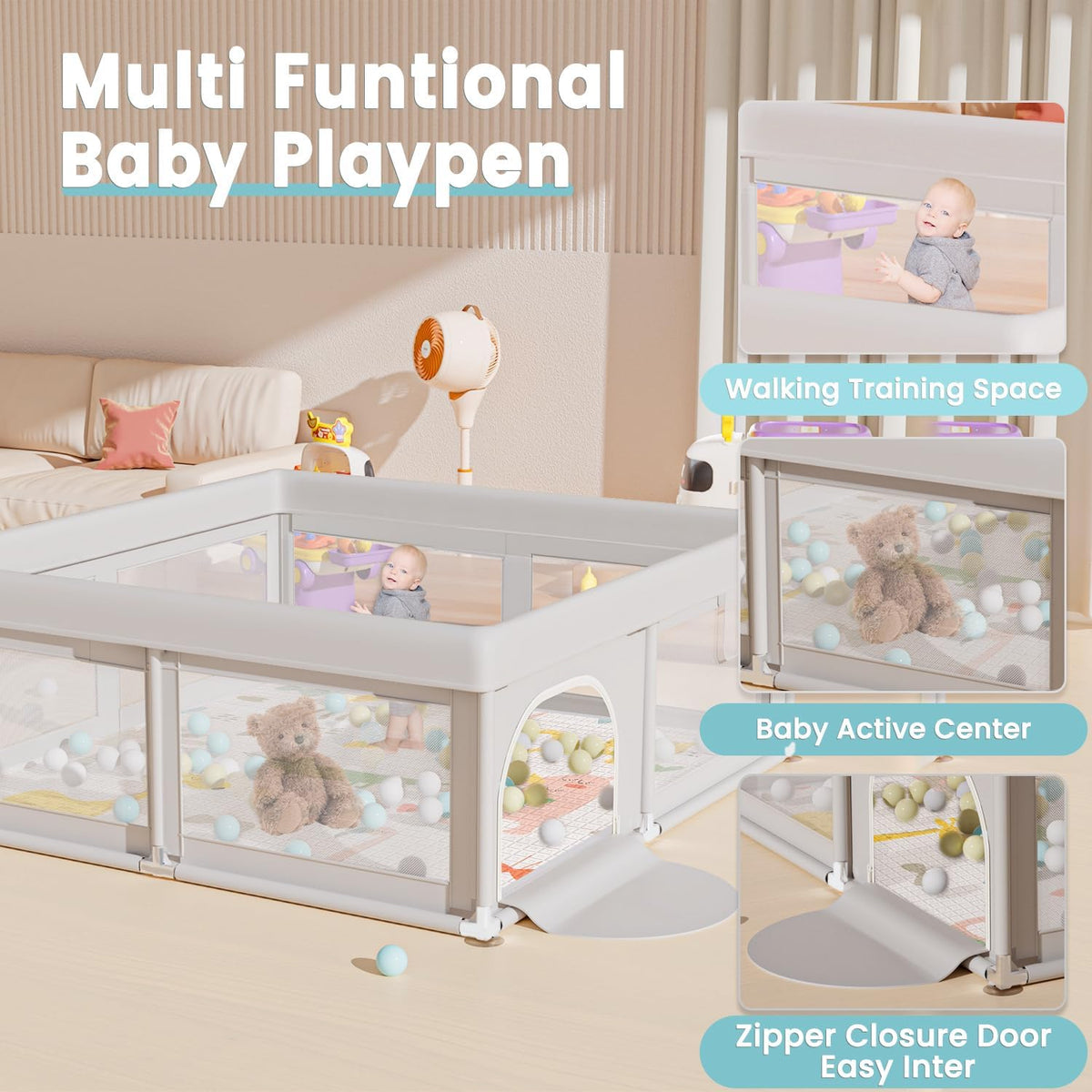 Baby Playpen with Mat, 50x50 Inch D3767