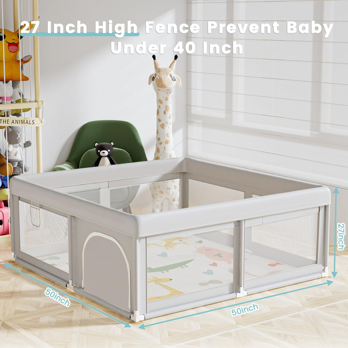 Baby Playpen with Mat, 50x50 Inch D3767