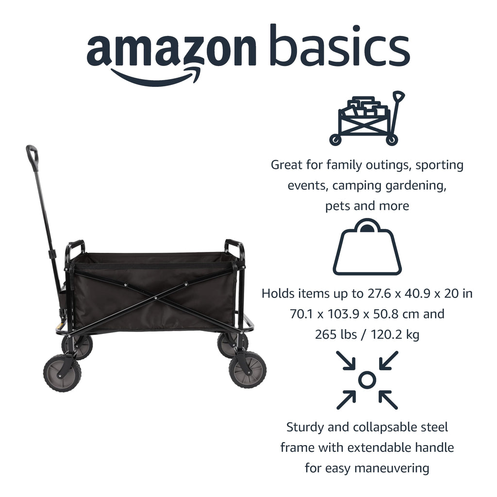 Collapsible Heavy Duty Utility Wagon 265 Pounds Capacity Black E88234