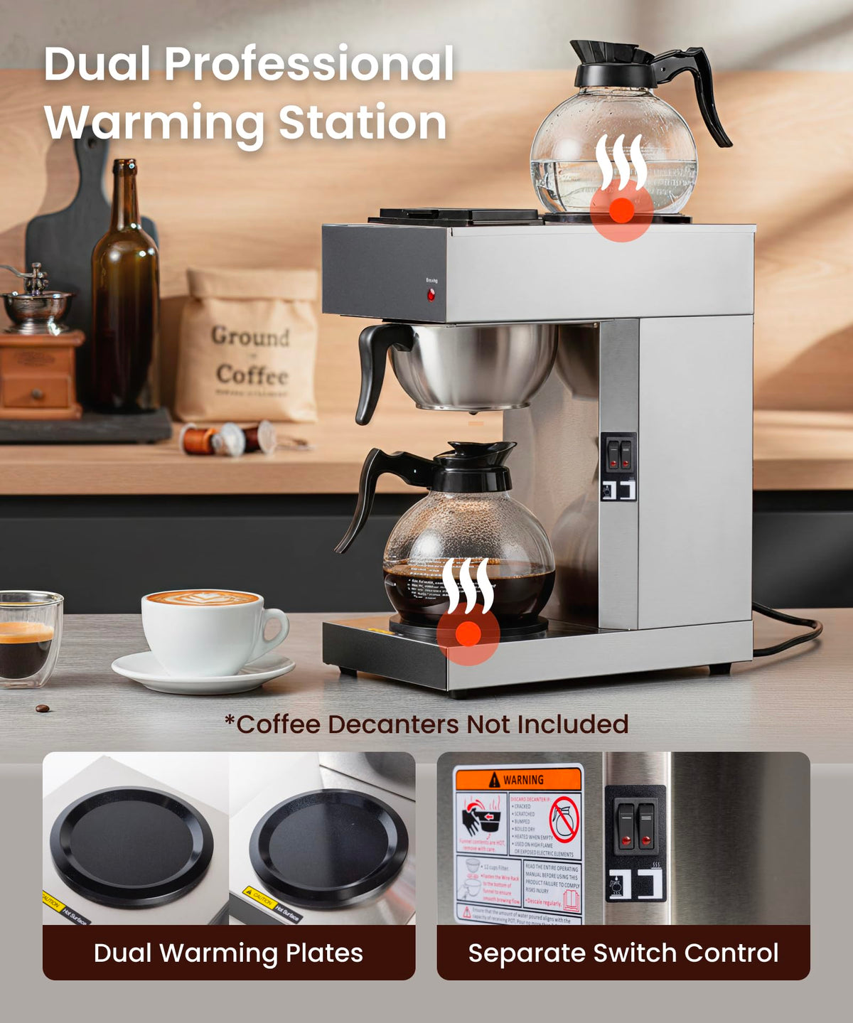 Commercial Pour Over Coffee Maker with 2 Warmers G311040