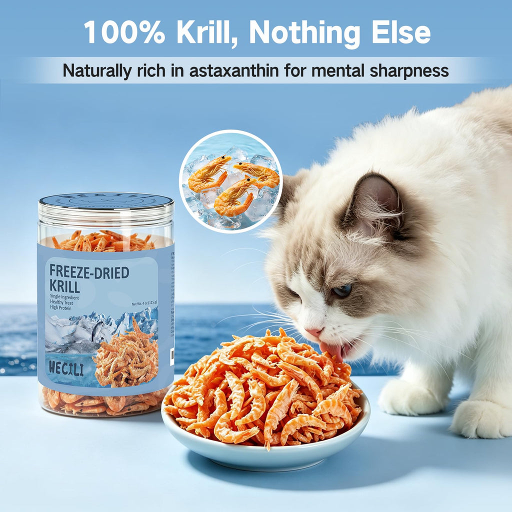 Freeze Dried Antarctic Krill Treats for Dogs & Cats, Omega-3, 4 oz P35363