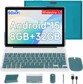 Android 15 Tablet 10.1 Inch 2 in 1 with Keyboard 8GB RAM 32GB ROM Quad-core IPS HD Touch Screen H4410