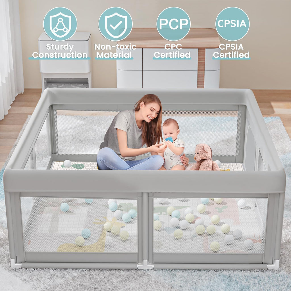 Baby Playpen with Mat, 50x50 Inch D3767