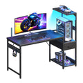 48'' Black Gaming Desk with LED Lights & CPU Stand V778438