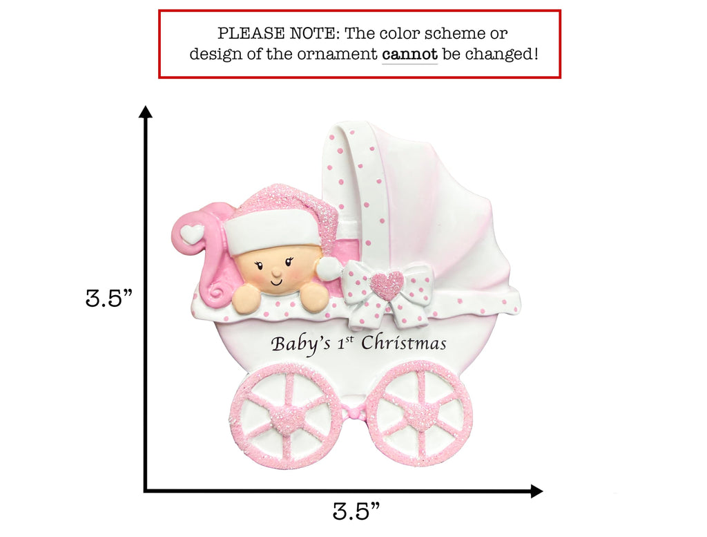 Baby's First Christmas Ornament 2026 Pink Stroller A528