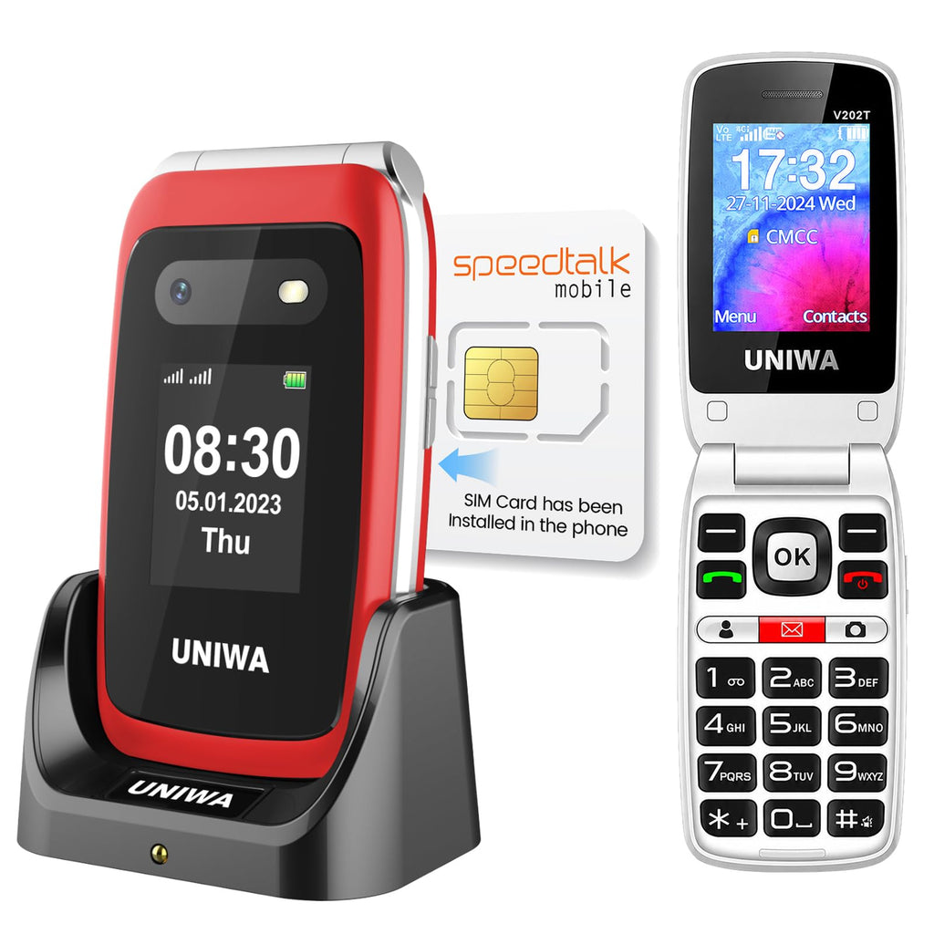 4G Flip Phone Unlocked Dual Screen 2.4"+1.77" Red A806314