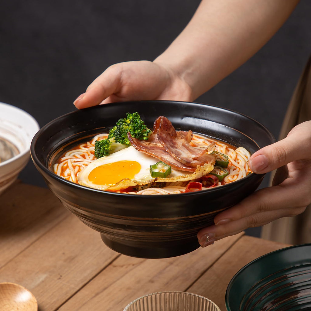 Multicolor Ceramic Ramen Bowl Set of 4 D597