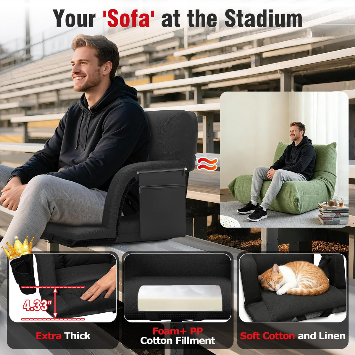 Stadium Seats with Back Support 2 Pack Z216