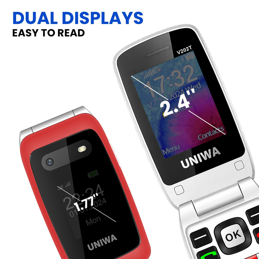 4G Flip Phone Unlocked Dual Screen 2.4"+1.77" Red A806314