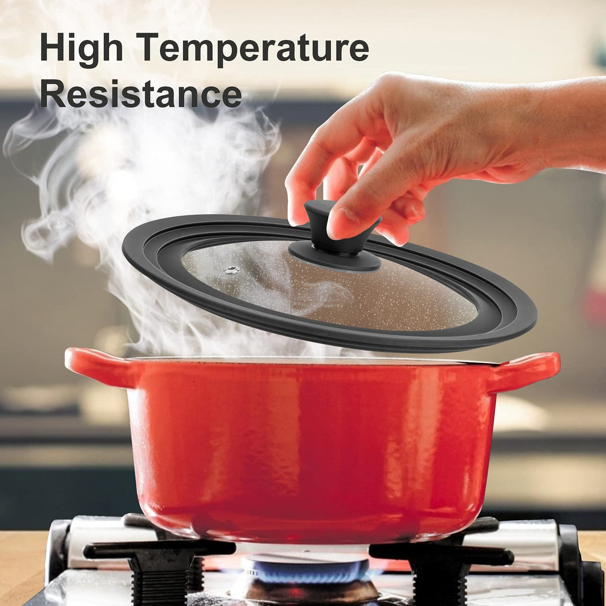 Tempered Glass Universal Lid with Silicone Rim for 10" - 12" Cookware E6533