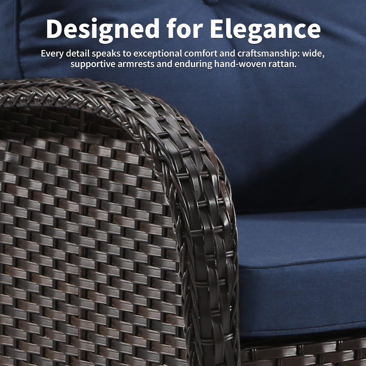 72" Wicker 3-seat Sofa with Cushions, PE Rattan & Steel Frame I12969