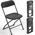 Black Plastic Folding Chairs, 10 Pack Steel Frame 350lbs Capacity M8852