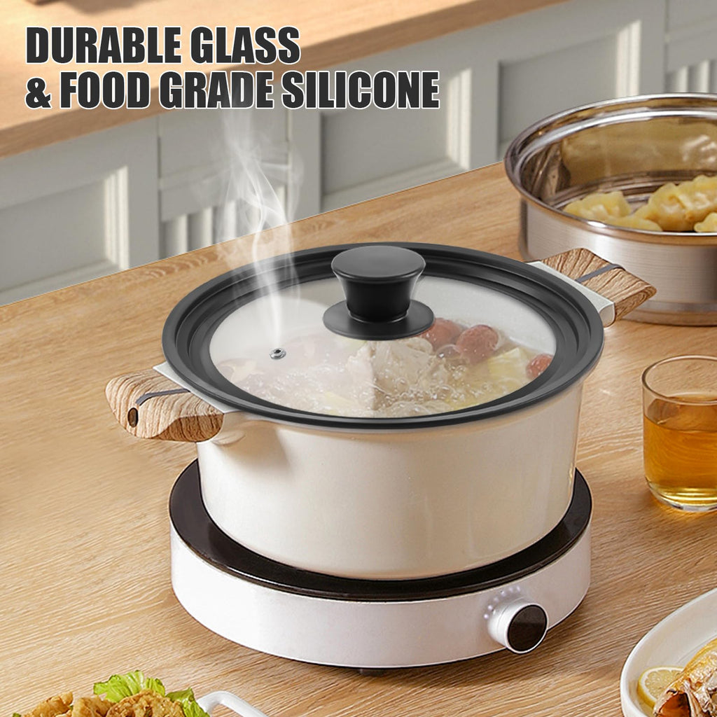 Tempered Glass Universal Lid with Silicone Rim for 10" 11" 12" Cookware G841