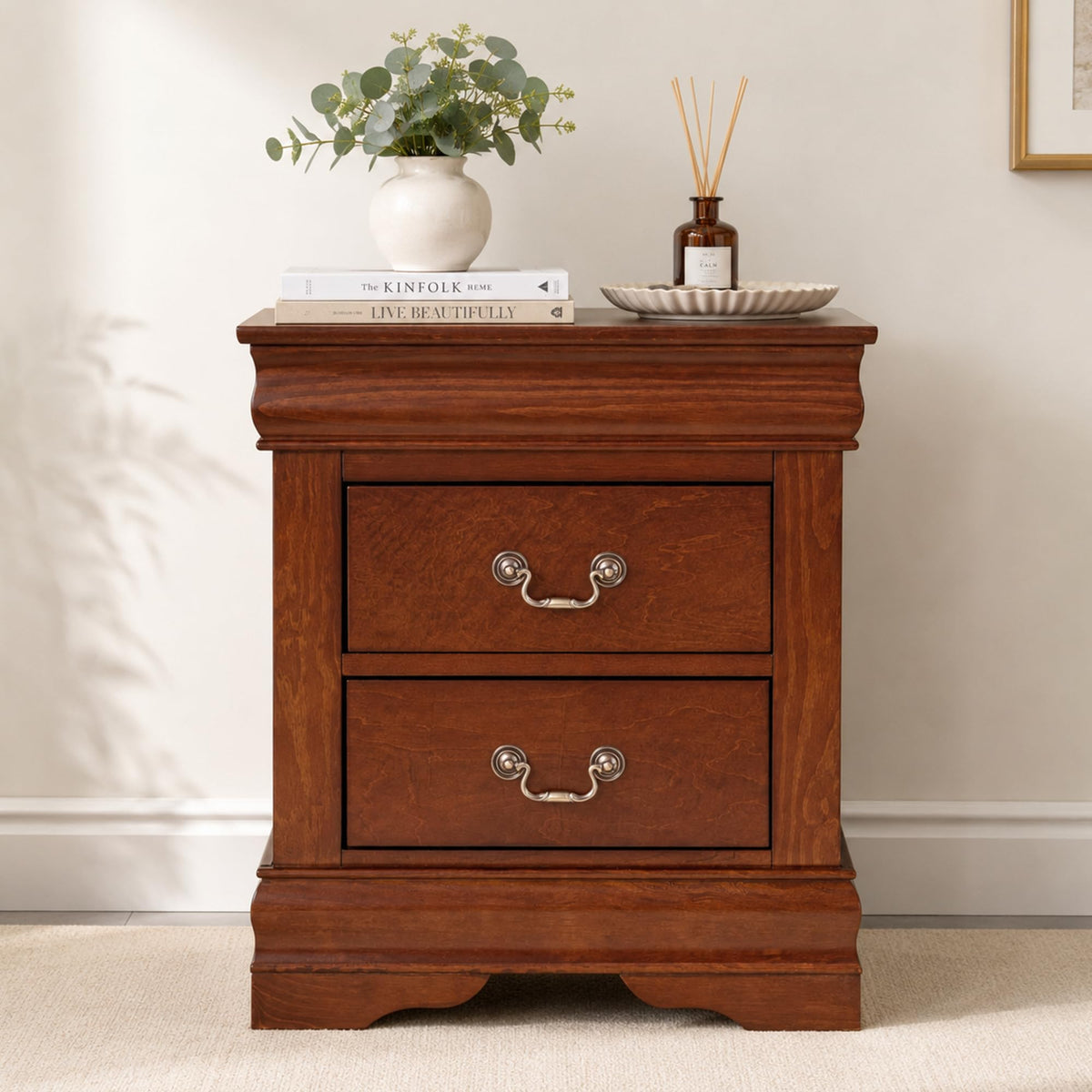 Solid Wood 2 Drawer Nightstand Z827
