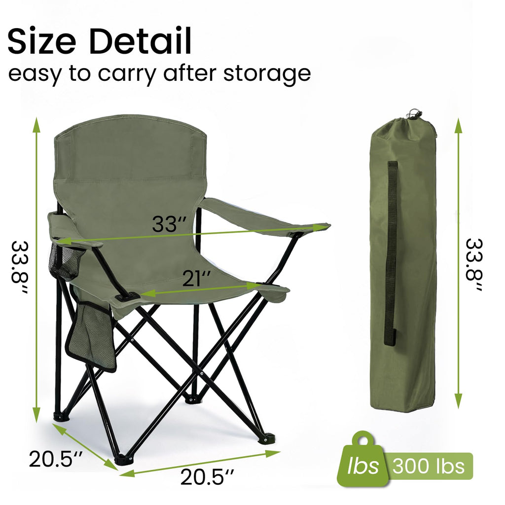 2 Pack Olive Green Portable Folding Camping Chair K1577