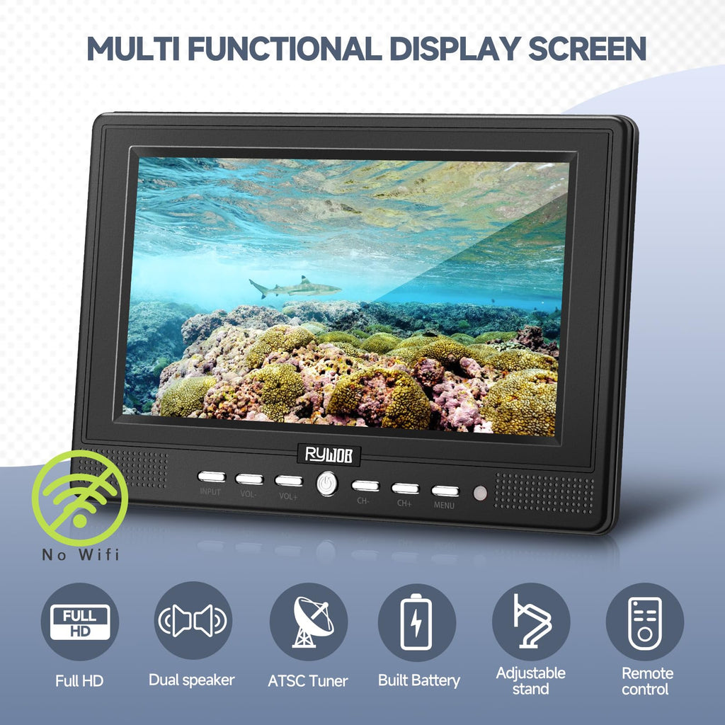 7” Portable TV with Antenna, Rechargeable Battery with Stand Y448548