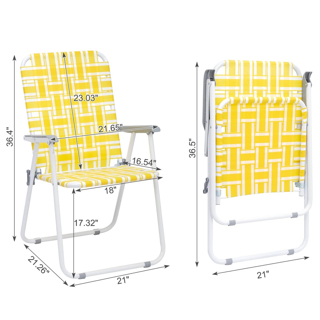 Set of 2 Yellow & White Webbed Folding Chairs S72830