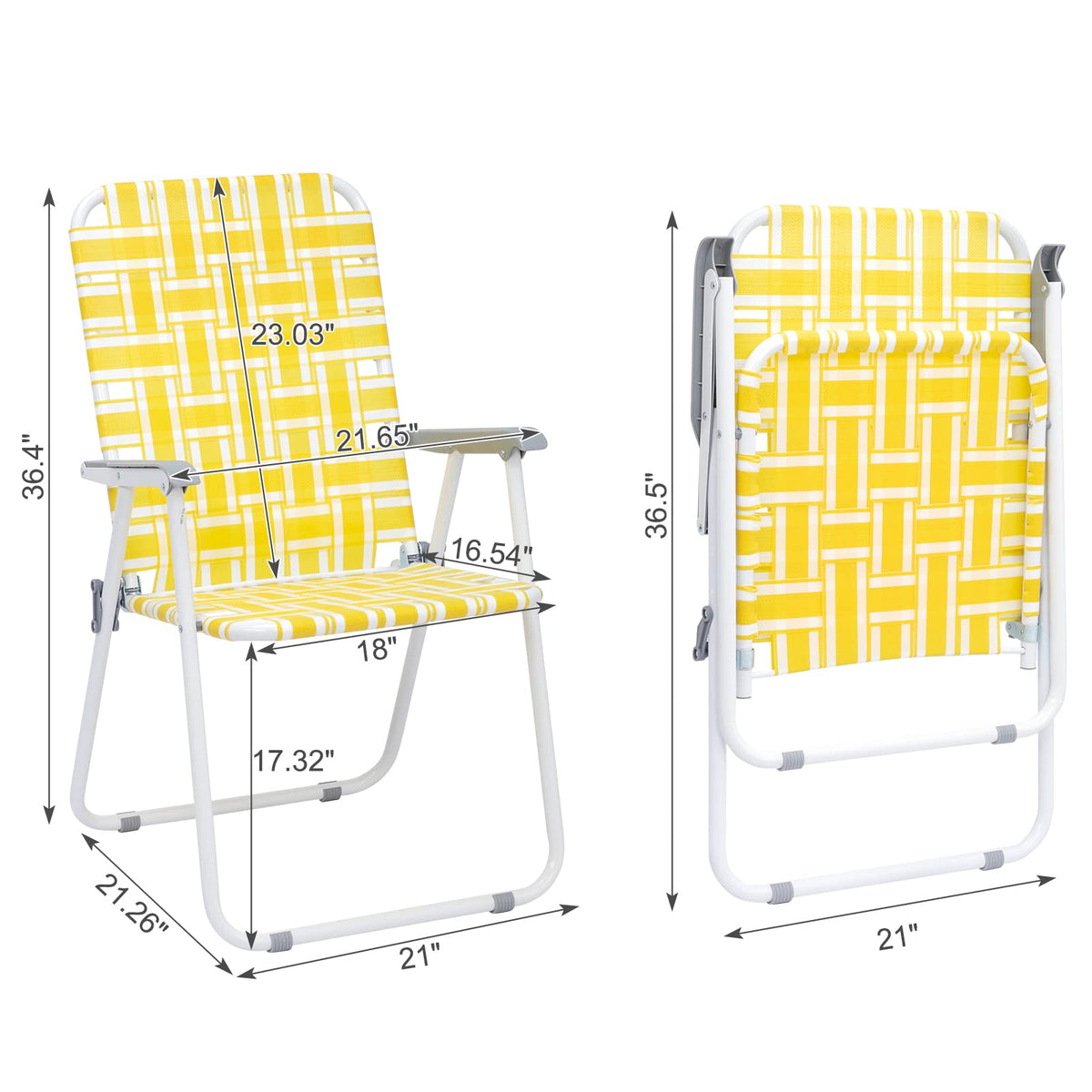 Set of 2 Yellow & White Webbed Folding Chairs S72830