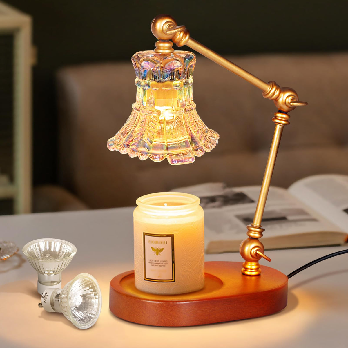 Adjustable Dimmable Electric Candle Warmer Lamp with Timer M8878