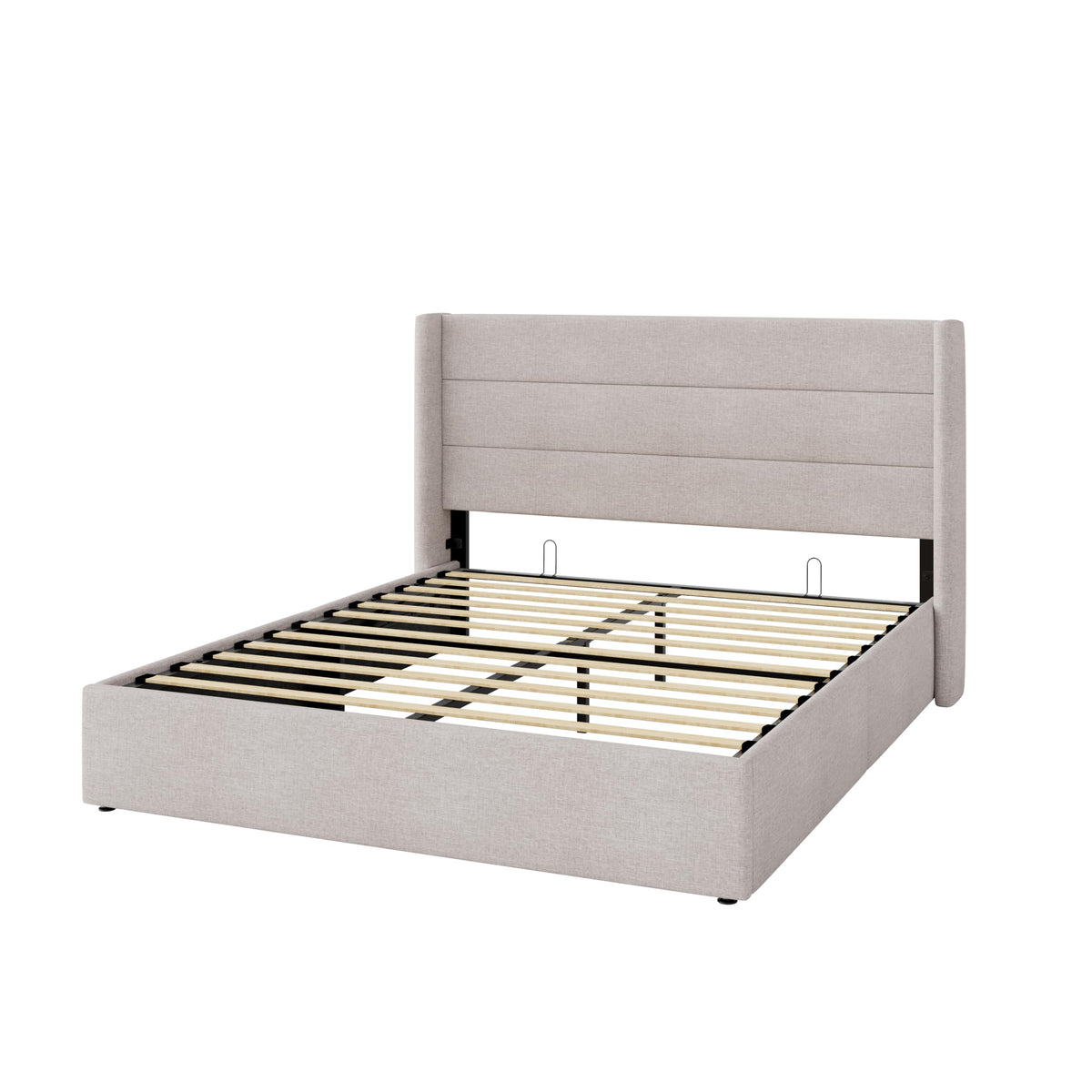 Queen Size Lift Up Storage Bed Frame Light Beige J411264
