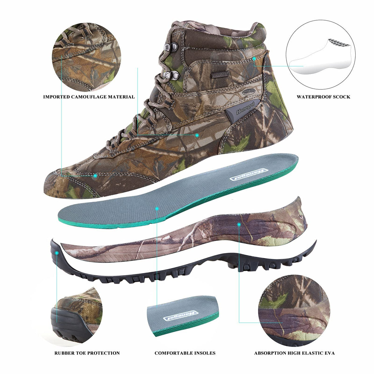 Camo Waterproof Lightweight Hunting Shoes T81373
