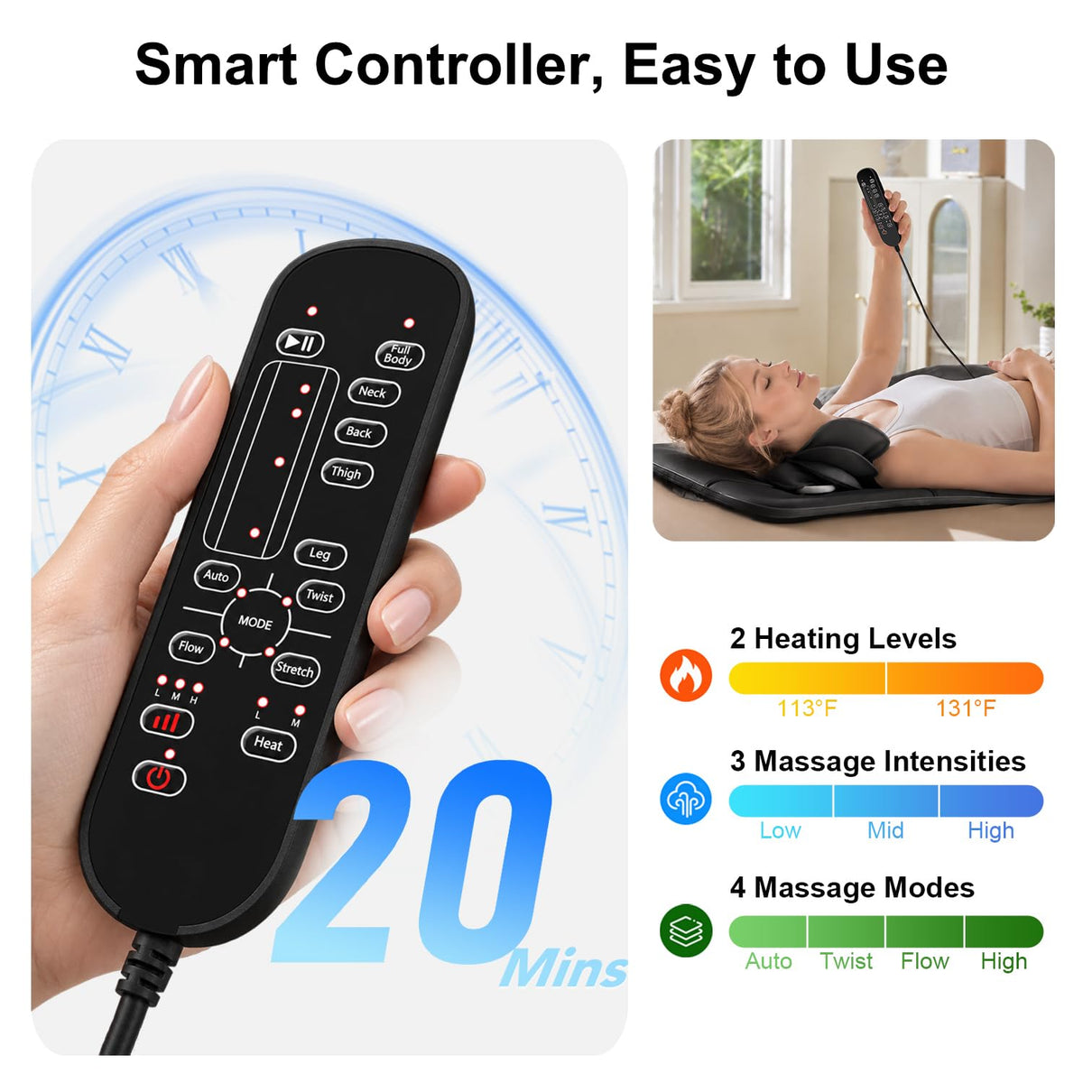Foldable Full Body Massage Mat with Heat V449