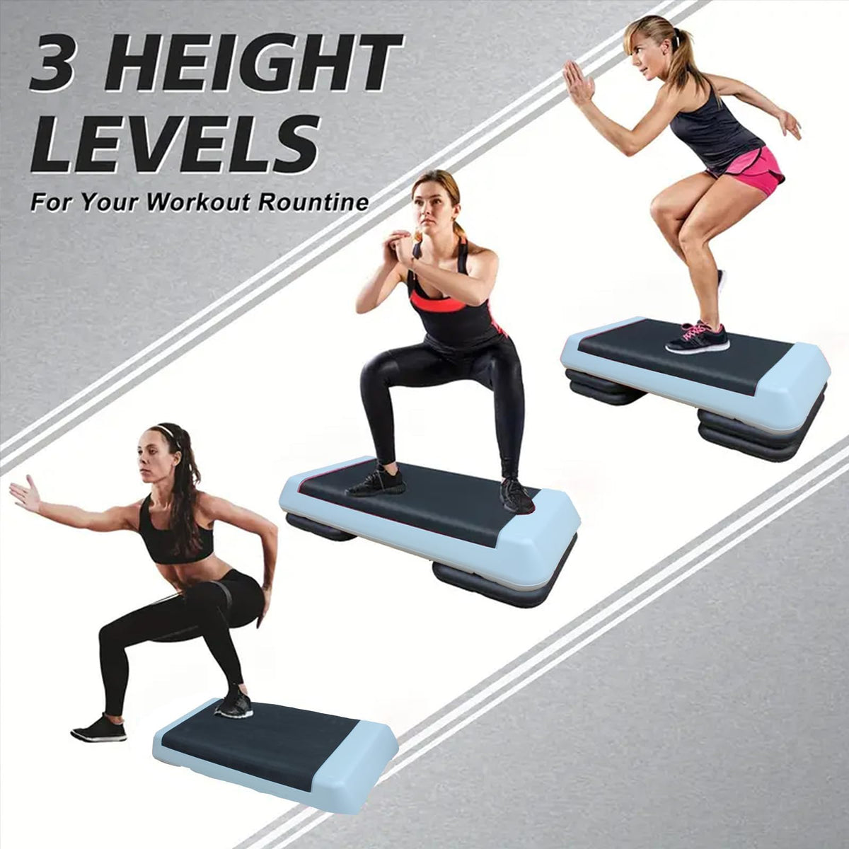 Adjustable Aerobic Exercise Step Platform with 2/4 Stackable Risers N95113