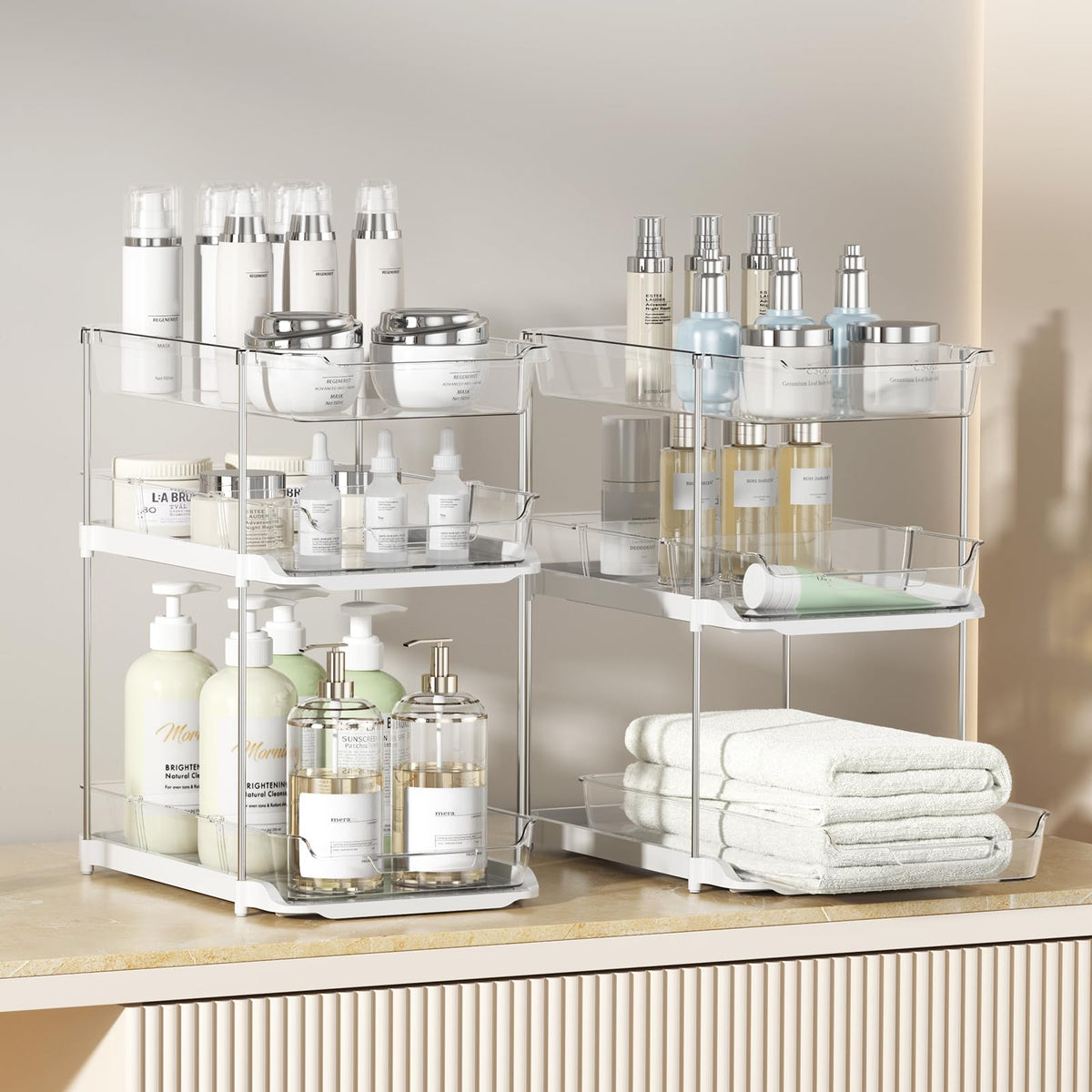 2 Sets of 3-Tier Under Sink Organizers and Storage U8960
