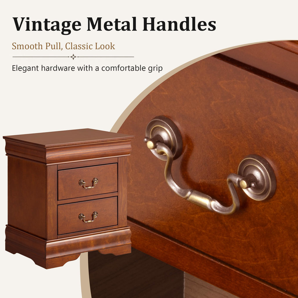 Solid Wood 2 Drawer Nightstand Z827