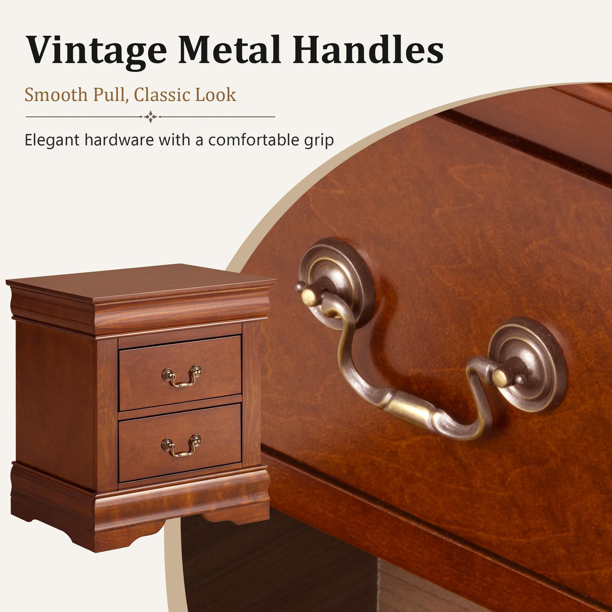 Solid Wood 2 Drawer Nightstand Z827