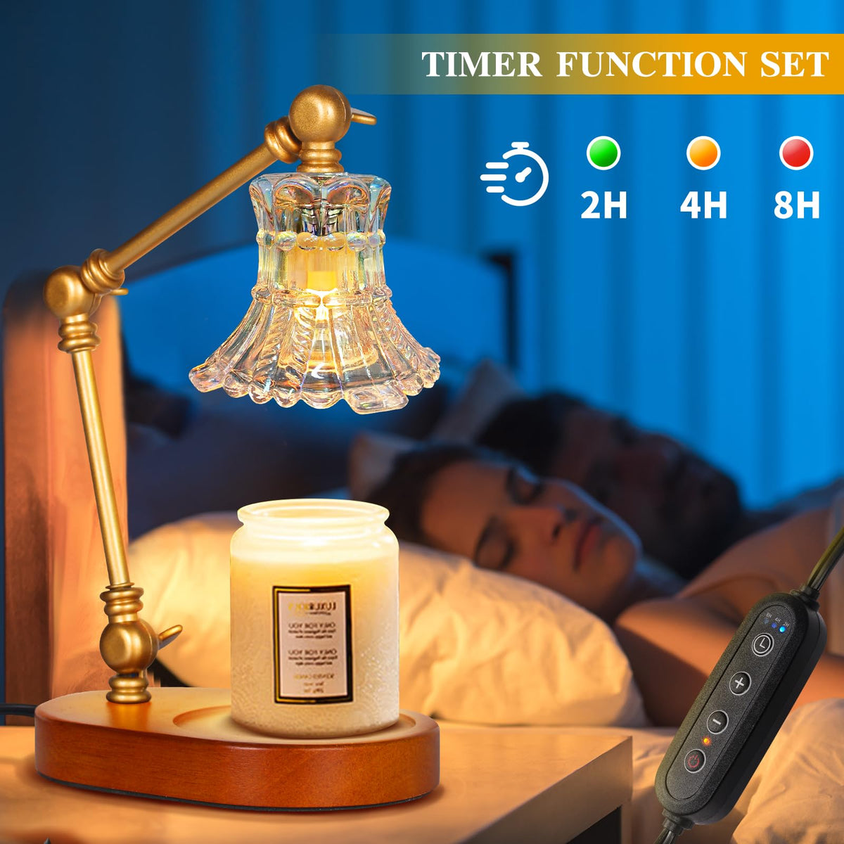 Adjustable Dimmable Electric Candle Warmer Lamp with Timer M8878