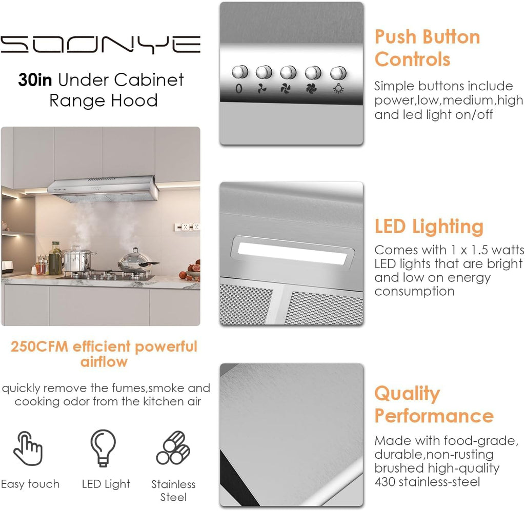 30 inch Stainless Steel Under Cabinet Range Hood Z877
