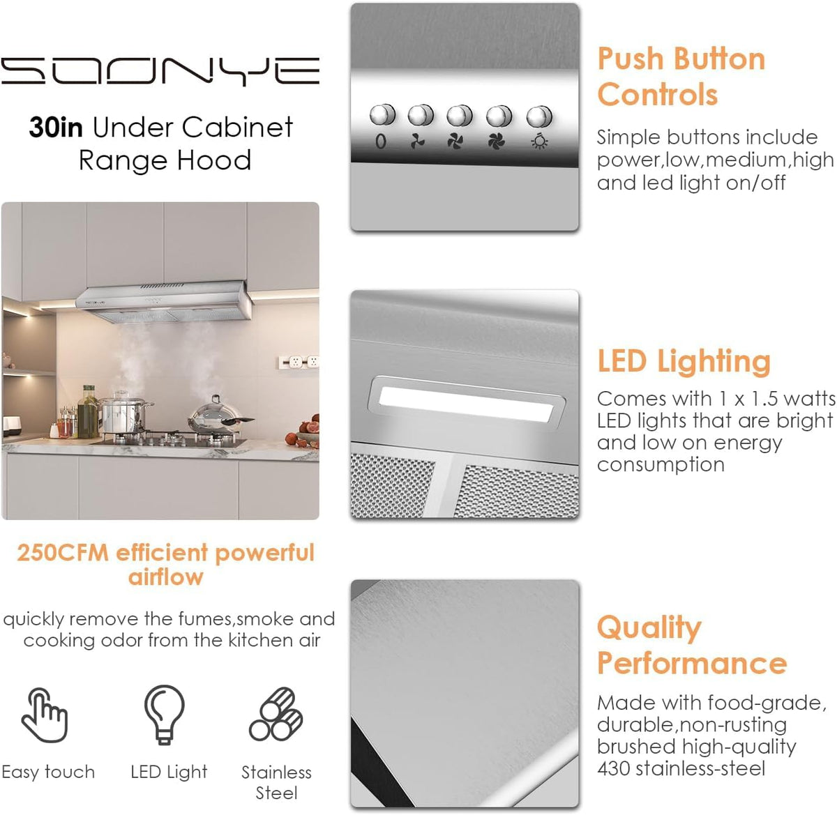 30 inch Stainless Steel Under Cabinet Range Hood Z877