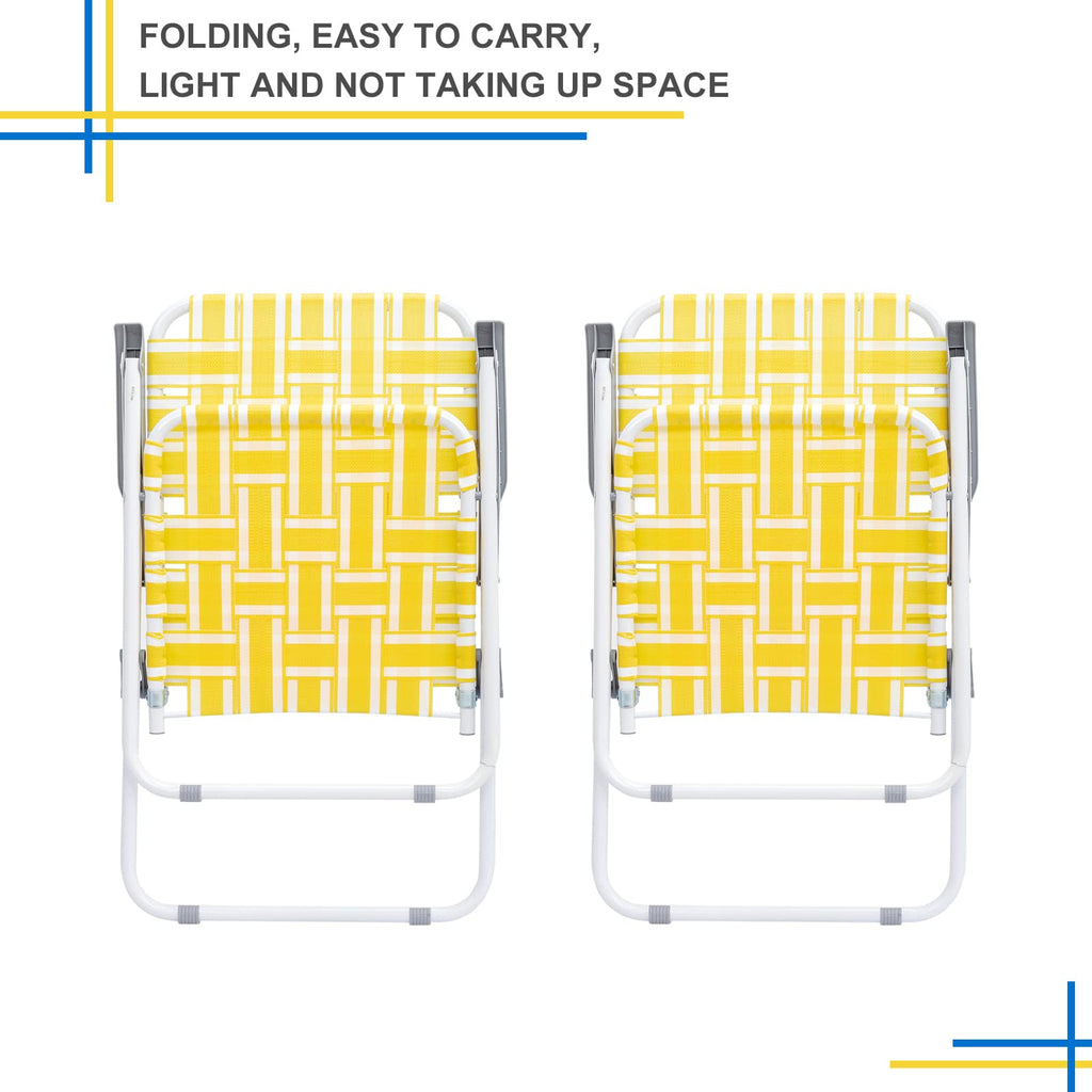 Set of 2 Yellow & White Webbed Folding Chairs S72830