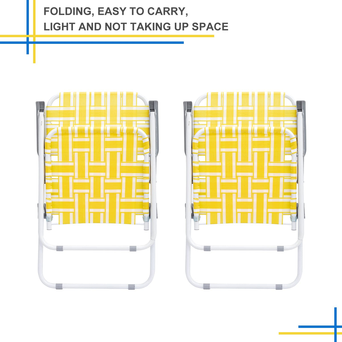Set of 2 Yellow & White Webbed Folding Chairs S72830