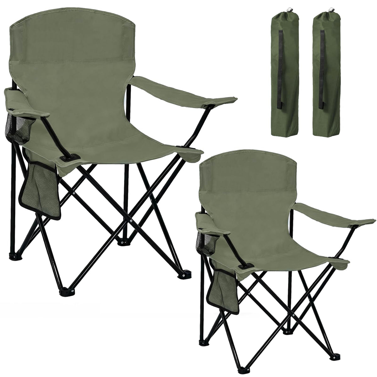 2 Pack Olive Green Portable Folding Camping Chair K1577