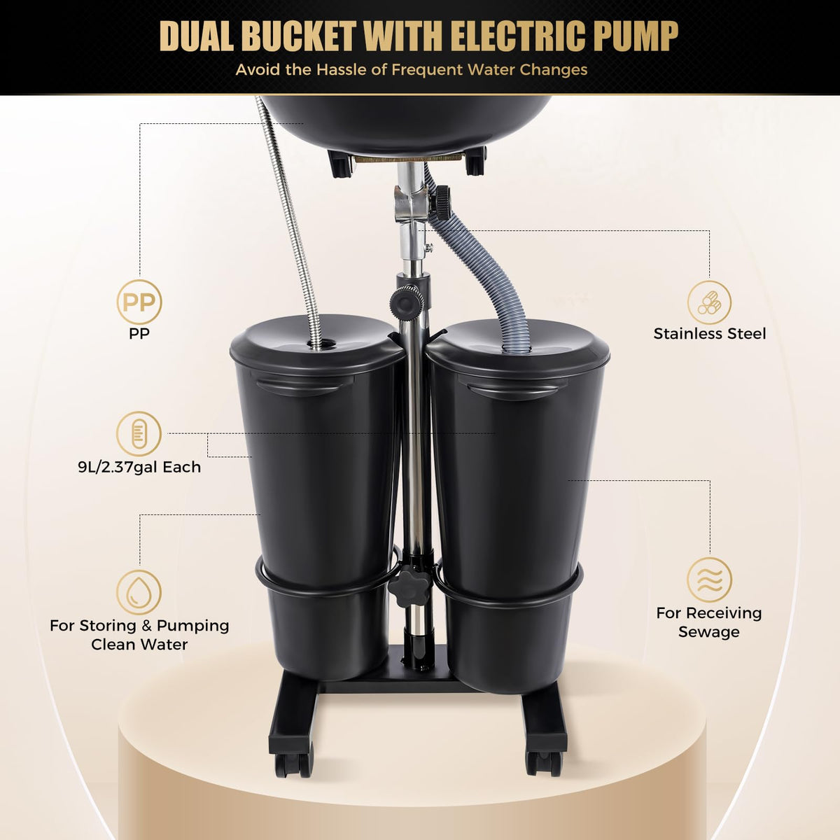 Portable Shampoo Basin with 2 Buckets B23887