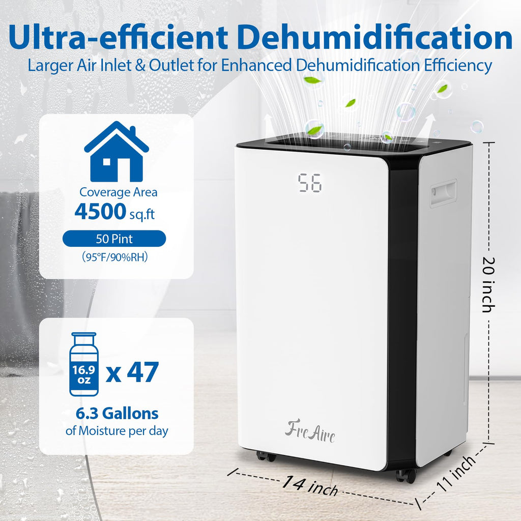 4,500 Sq. Ft. 50 Pint Dehumidifier with Auto or Manual Drainage R9666