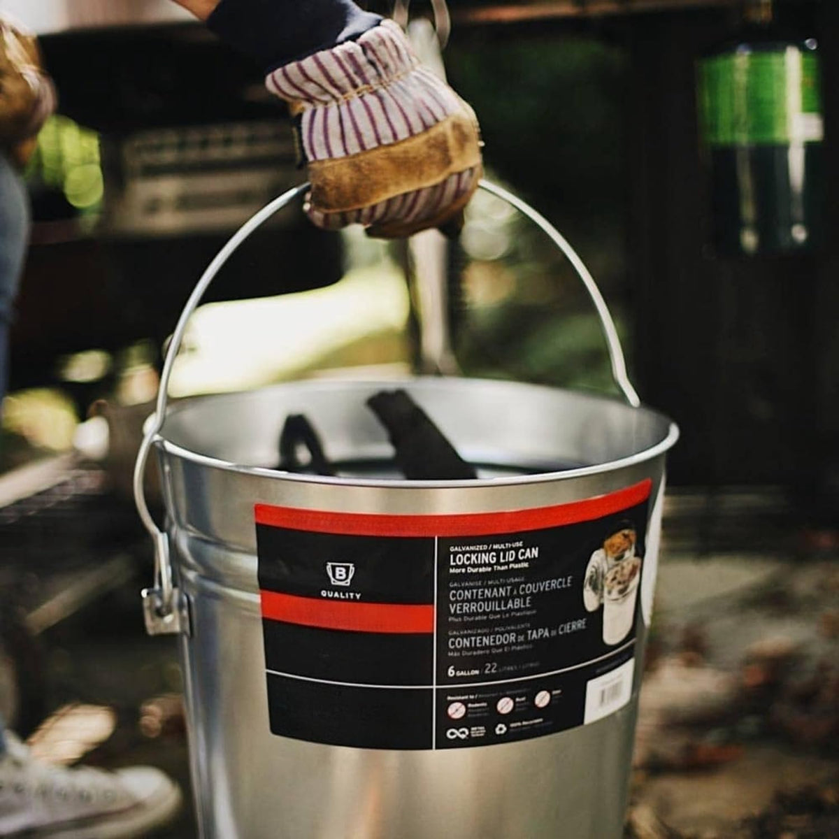 Galvanized Steel Locking Lid Storage Can 6-Gallon B428