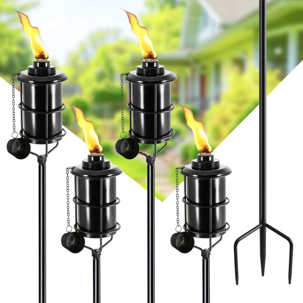 4 Pcs 59In 16oz Metal Citronella Torches O35036