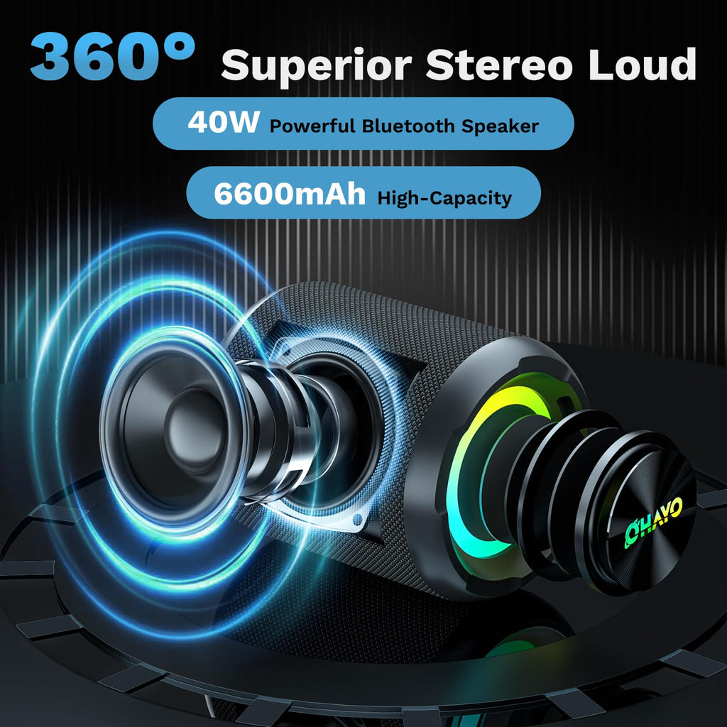 40W Wireless Portable Bluetooth Speaker with Lights, IPX7 Waterproof I72766