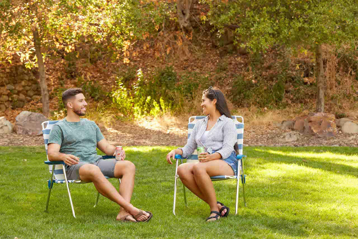 Folding Camp Lawn Chair 2 Pack Blue White G353677
