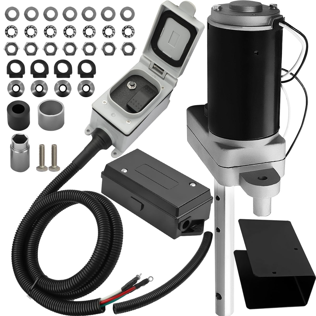 Electric Powered Trailer Jack Kit 12,000 lbs 12V Single Speed Tongue Jack with Control Switch X409