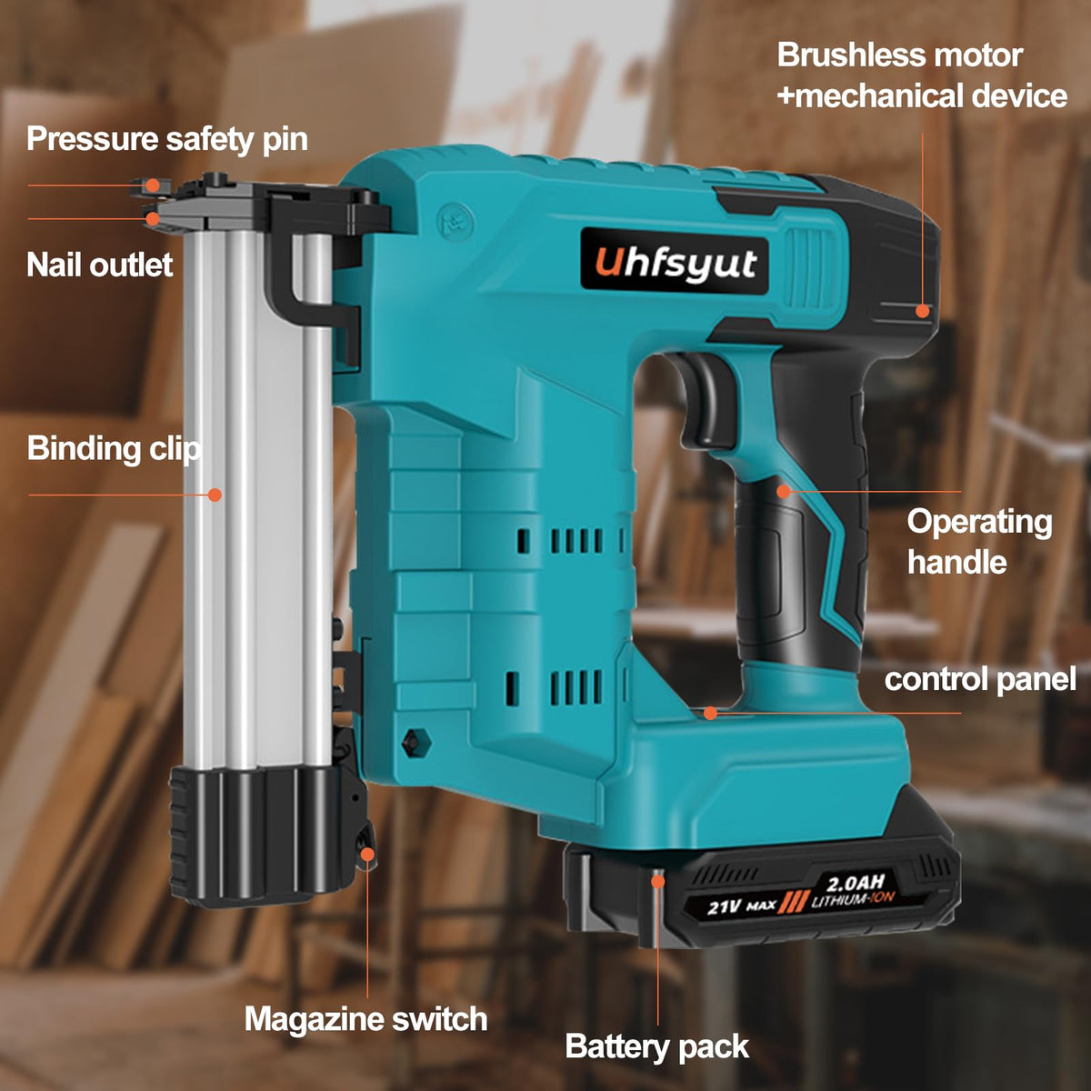 Cordless 21V 2 in 1 Brad Nailer and Staple Gun Q42019