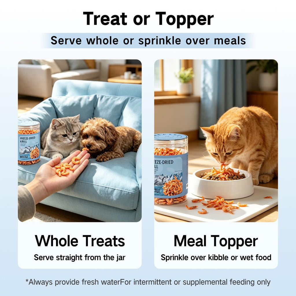 Freeze Dried Antarctic Krill Treats for Dogs & Cats, Omega-3, 4 oz P35363