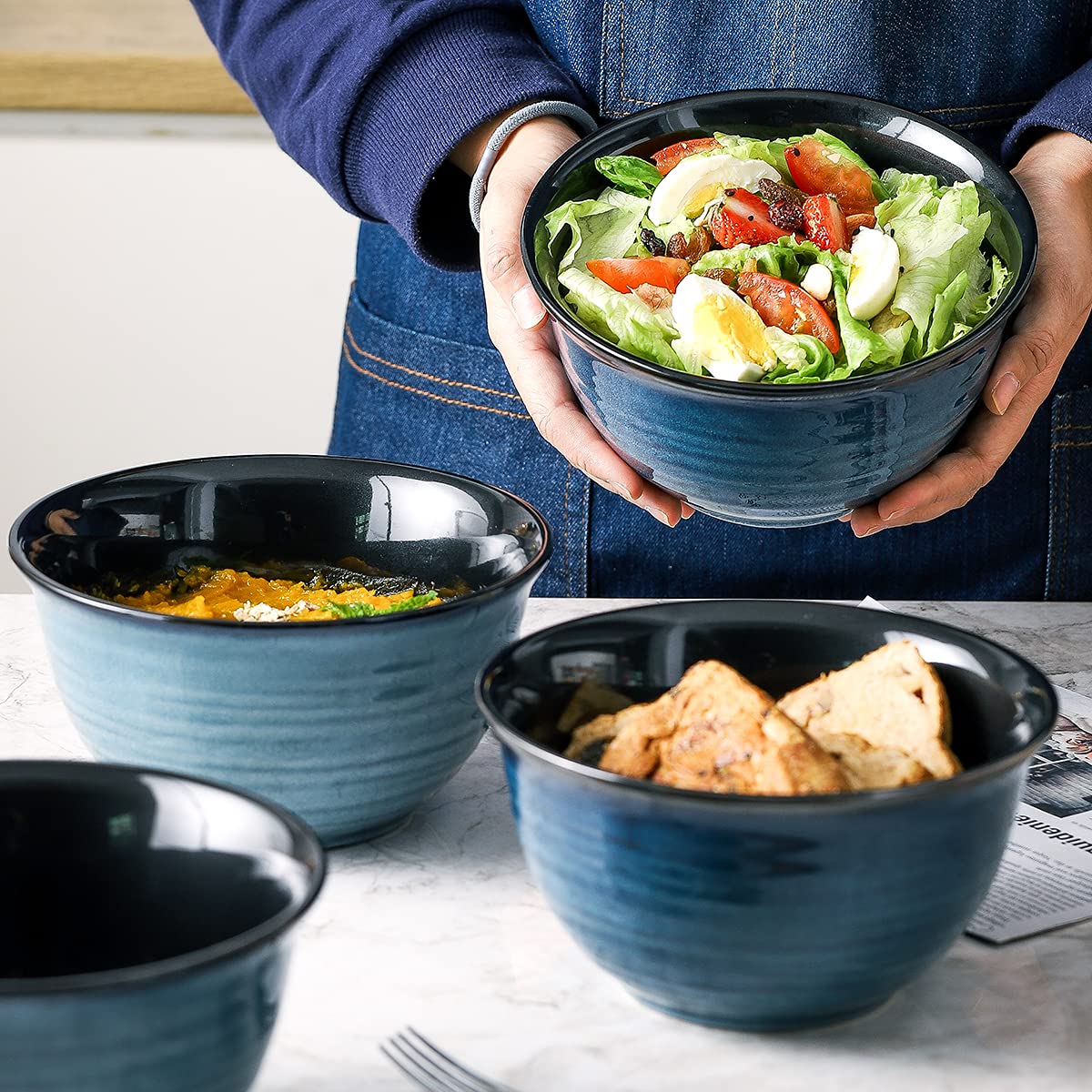 40 Ounce 7 Inch Ceramic Soup Bowls Set of 4 W762