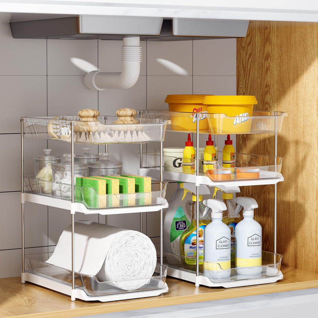 2 Sets of 3-Tier Under Sink Organizers and Storage U8960