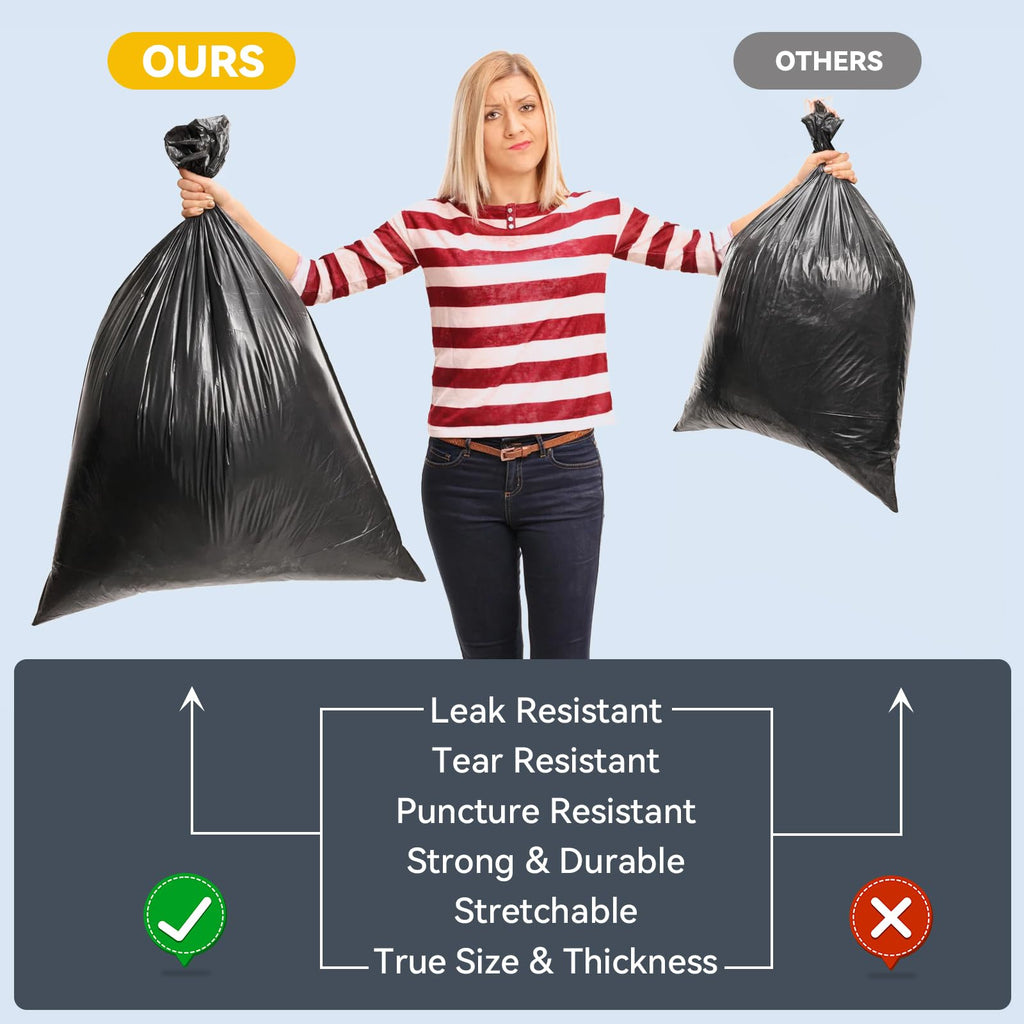 45 Gallon Heavy Duty Black Plastic Trash Bags 50 Count S4111