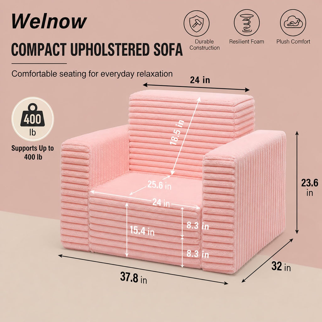 Pink Folding Sofa Bed with Ottoman S9104