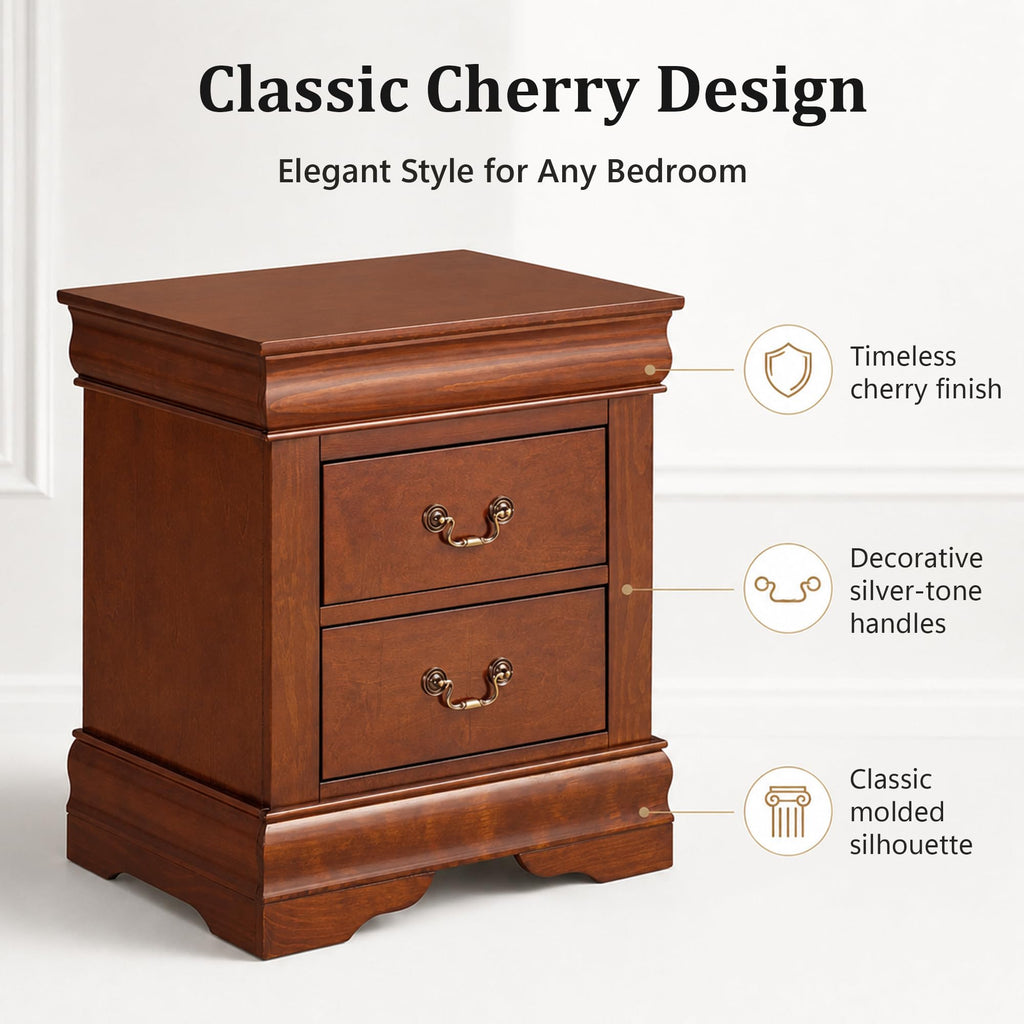 Solid Wood 2 Drawer Nightstand Z827